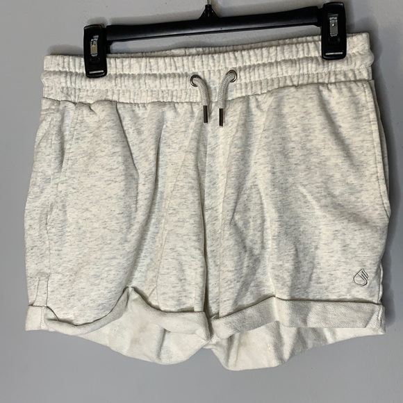 icyzone Pants - Light gray cotton terry rolled hem shorts L